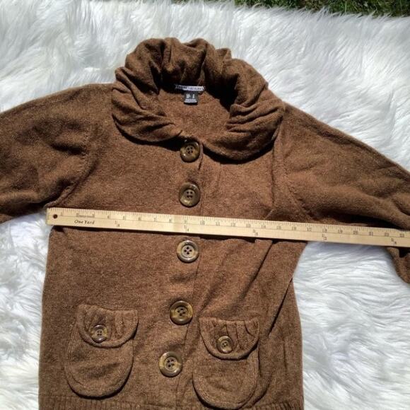 Mac & Lac Brown Big Button Sweater Pocket Size M Retro Medium Unique Winter Fall - Picture 2 of 8